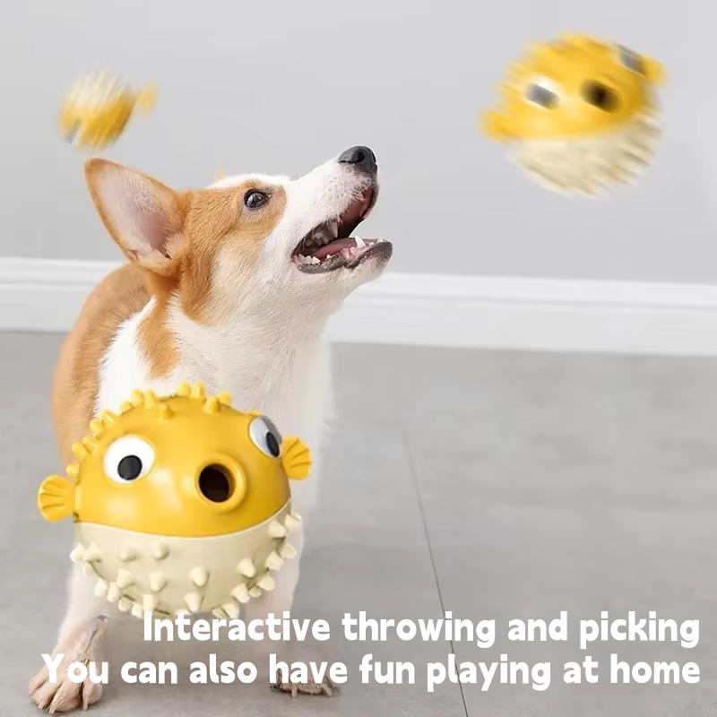 Interactive Bouncing Fish Trea - Rubber Treat Dispensing Dog Toy 评论和价格
