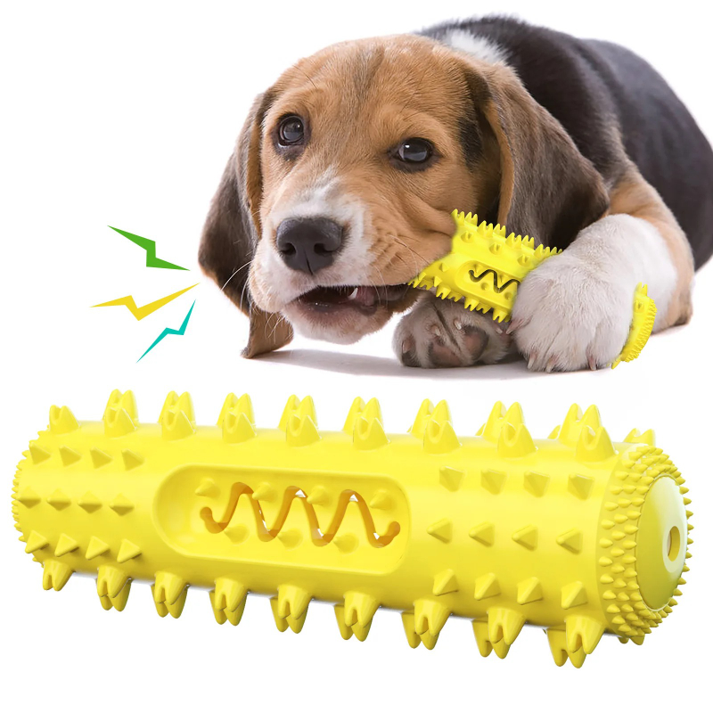 Squeaky Dog Chew Toy Teeth Cle - Rubber Treat Dispensing Dog Toy 评论和价格