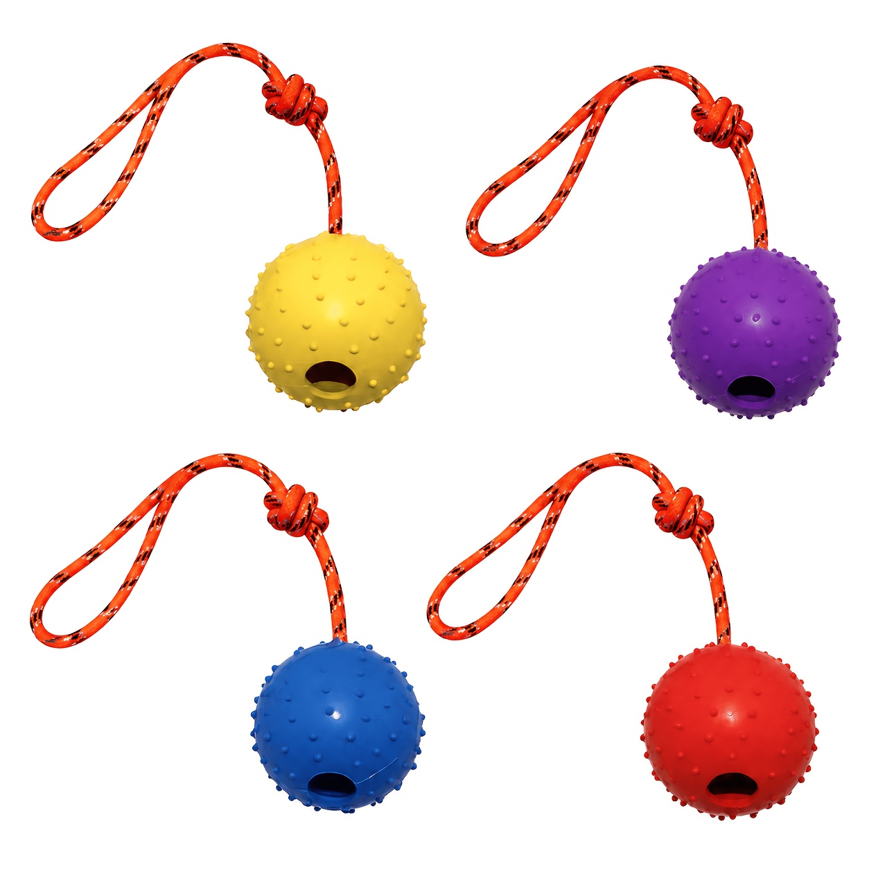 2-Pack Durable Rubber Dog Ball - Dog Rope Toy Aggressive Chewers 评论和价格