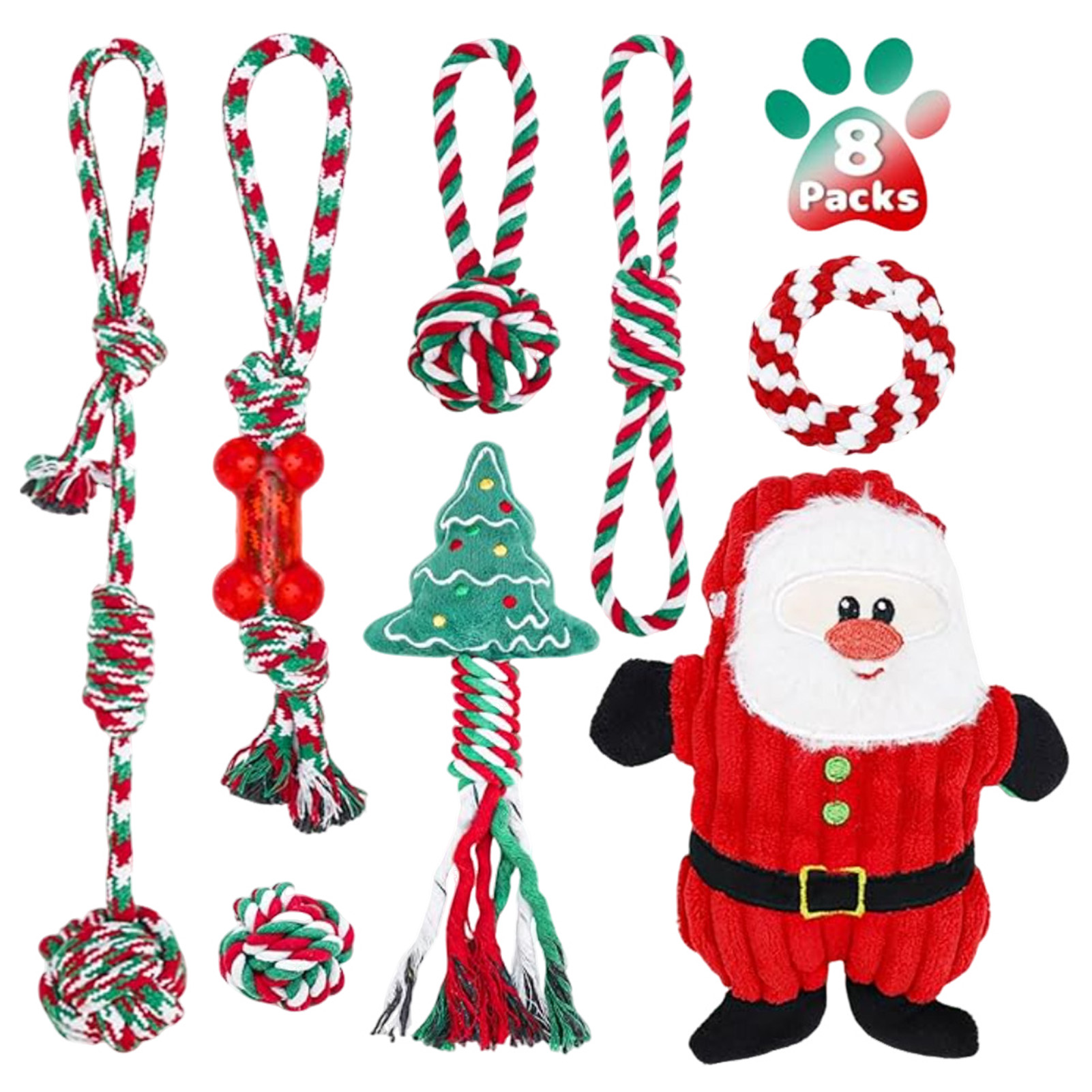 Dog Chew Rope Toys Set Christm - Dog Rope Toy Aggressive Chewers 评论和价格